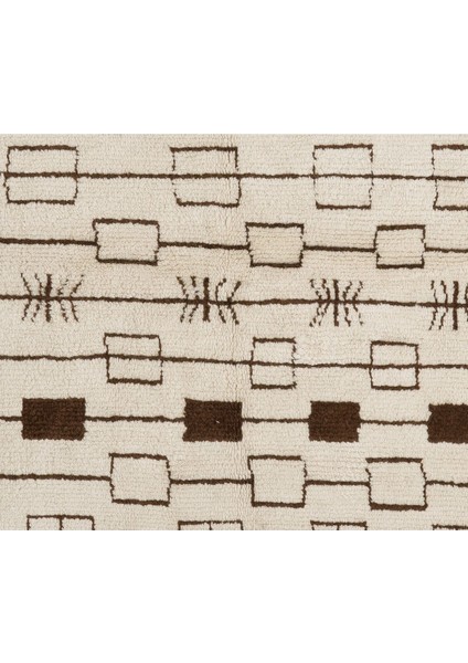 150 x 180 cm El Dokuması Tülü Halı, Yumuşak Halı, Yünden Yapılmış Bej Halı, Çağdaş Fas Halısı