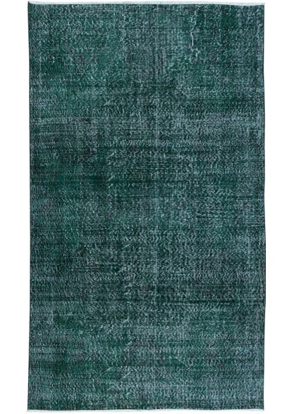 155 x 260 cm Yeşil Oturma Odası Halısı, Yenilenmiş Türk Halısı, El Düğümlü Alan Halısı