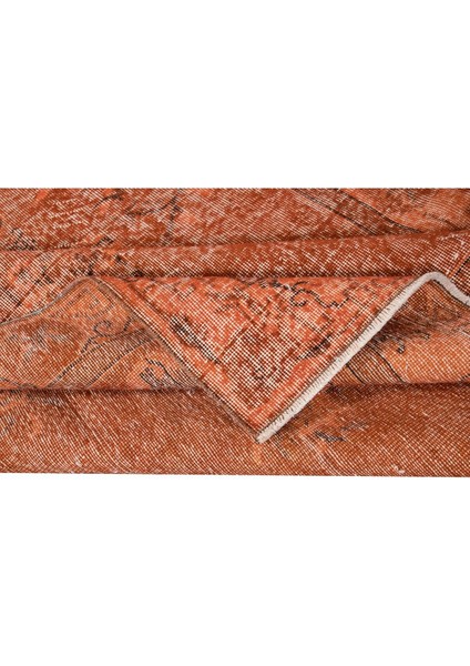 150 x 260 cm El Yapımı Turuncu Halı, El Dokuması Eski Halı, Yenilenmiş Türk Halısı modelleri