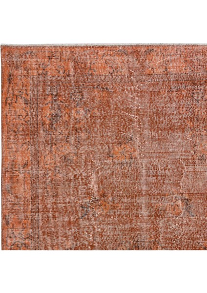 150 x 260 cm El Yapımı Turuncu Halı, El Dokuması Eski Halı, Yenilenmiş Türk Halısı fırsatları