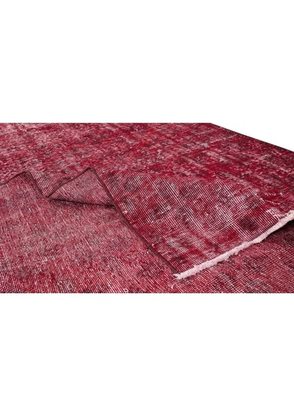 175 x 280 cm El Dokuması Yeniden Boyanmış Eski Türk Halısı, Modern Kırmızı El Yapımı Yünlü Halı modelleri