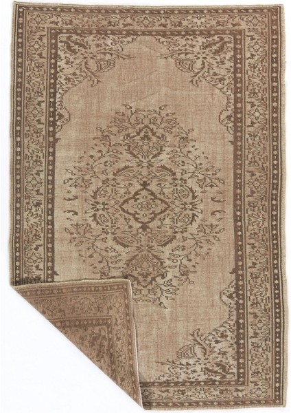 162 x 237 cm El Dokuması Yeniden Boyanmış Eski Türk Halısı, Modern Kahverengi El Yapımı Halı fiyatları
