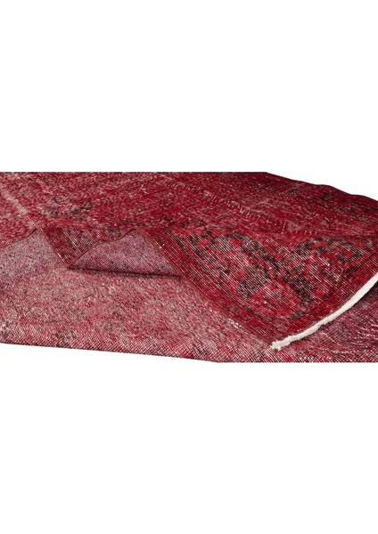 175 x 277 cm El Dokuması Yeniden Boyanmış Eski Türk Halısı, Modern Kırmızı El Yapımı Yünlü Halı modelleri