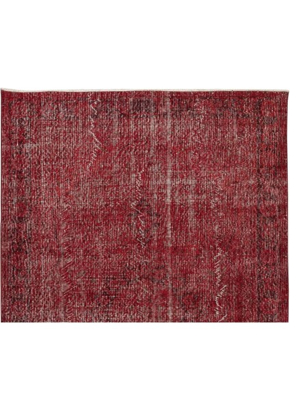 175 x 277 cm El Dokuması Yeniden Boyanmış Eski Türk Halısı, Modern Kırmızı El Yapımı Yünlü Halı fırsatları