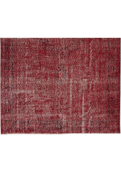 175 x 277 cm El Dokuması Yeniden Boyanmış Eski Türk Halısı, Modern Kırmızı El Yapımı Yünlü Halı indirimleri