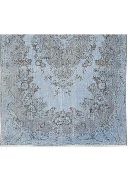 120 x 214 cm El Dokuması Yeniden Boyanmış Eski Türk Halısı, Modern Mavi El Yapımı Yünlü Halı indirimleri
