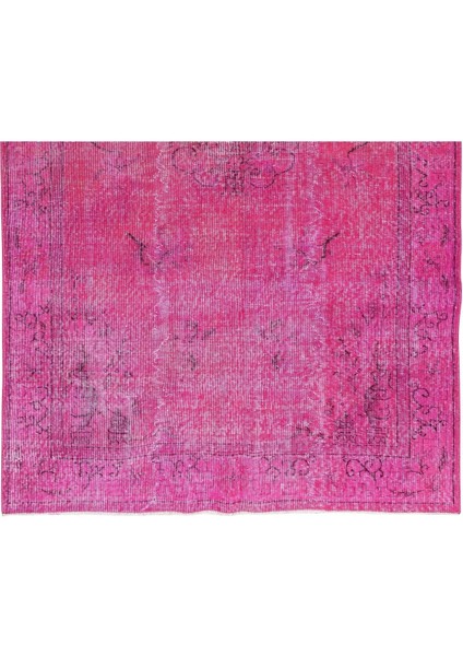 162 x 264 cm Pembe Renkli Yünlü Halı, Modern El Dokuması Yeniden Boyanmış Eski Anadolu Halısı indirimleri
