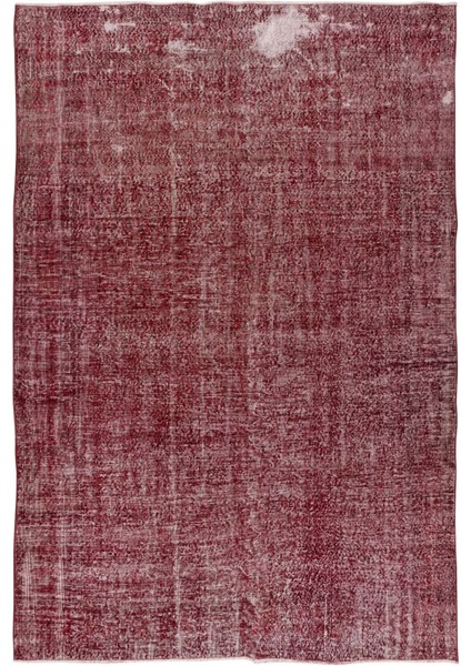 206 x 290 cm El Dokuması Yeniden Boyanmış Eski Türk Halısı, Modern Kırmızı El Yapımı Yünlü Halı fiyatları