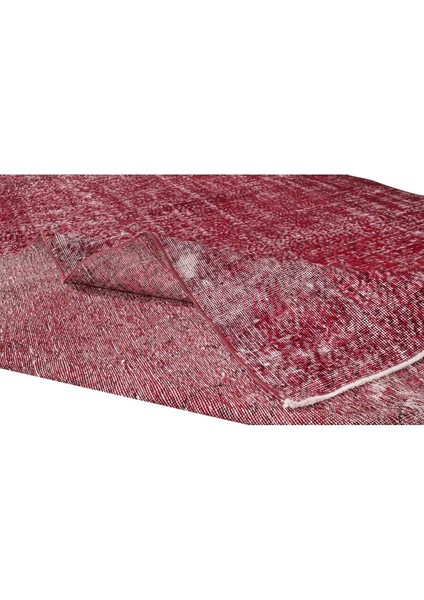 206 x 290 cm El Dokuması Yeniden Boyanmış Eski Türk Halısı, Modern Kırmızı El Yapımı Yünlü Halı modelleri