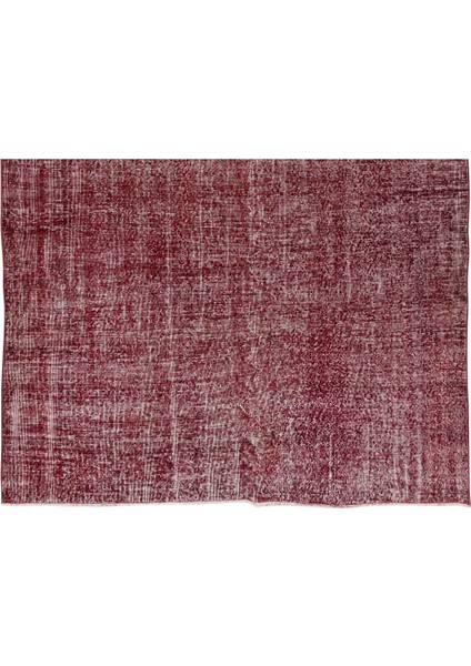 206 x 290 cm El Dokuması Yeniden Boyanmış Eski Türk Halısı, Modern Kırmızı El Yapımı Yünlü Halı indirimleri