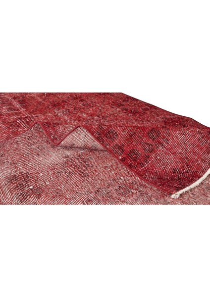 118 x 203 cm El Dokuması Yeniden Boyanmış Eski Türk Halısı, Modern Kırmızı El Yapımı Yünlü Halı modelleri