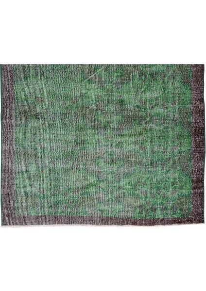 196 x 305 cm El Dokuması Yeniden Boyanmış Eski Türk Halısı, Modern Yeşil El Yapımı Yünlü Halı indirimleri