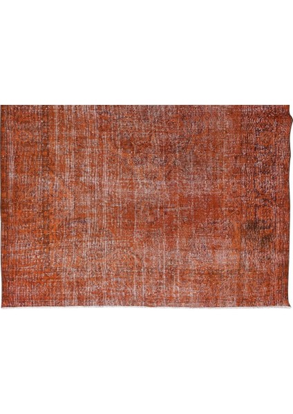 225 x 317 cm El Dokuması Otantik Eski Anadolu Halısı, Modern Turuncu El Yapımı Yünlü Halı indirimleri