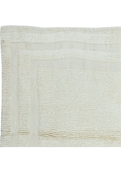 106 x 110 cm Eski Anadolu Tülü Halısı, Doğal Yün, Minimalist Düz Bej Küçük Halı