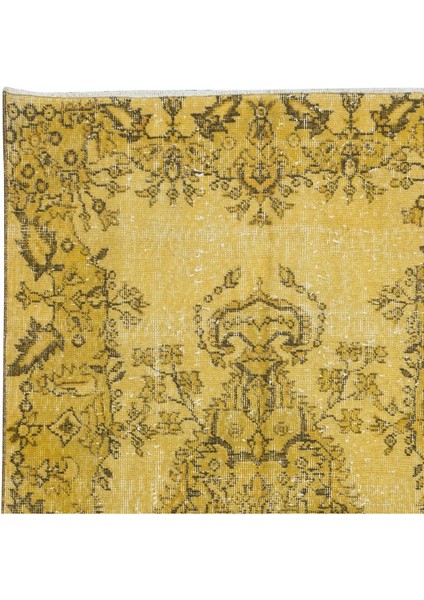 106 x 210 cm El Dokuması Türk Işi Halı, Yünlü El Yapımı Sarı Halı fırsatları
