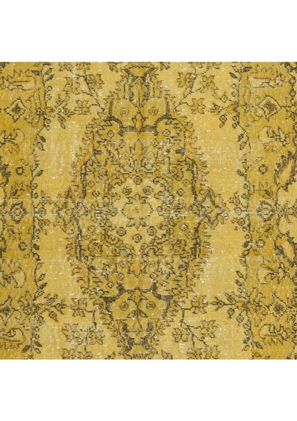 106 x 210 cm El Dokuması Türk Işi Halı, Yünlü El Yapımı Sarı Halı indirimleri