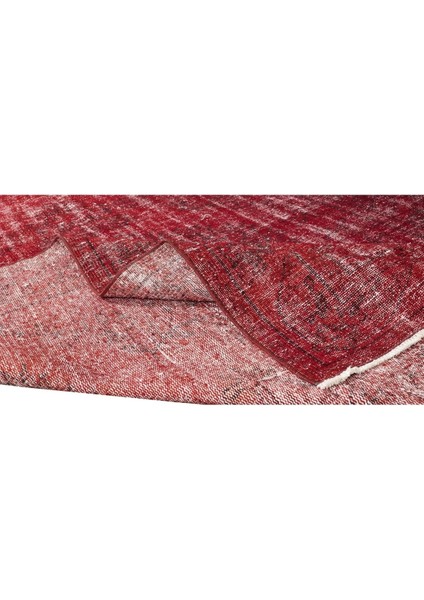 171 x 274 cm El Dokuması Yeniden Boyanmış Eski Türk Halısı, Modern Kırmızı El Yapımı Yünlü Halı modelleri