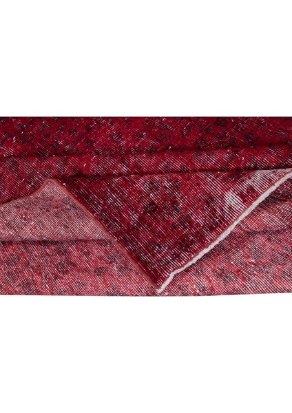 172 x 270 cm , Yeniden Boyanmış Kırmızı El Dokuma Halı, El Yapımı Eski Halı modelleri