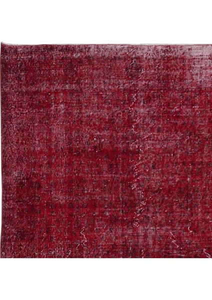 172 x 270 cm , Yeniden Boyanmış Kırmızı El Dokuma Halı, El Yapımı Eski Halı fırsatları