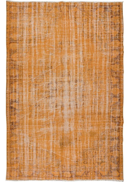 180 x 276 cm Modern El Yapımı Halı, El Dokuma Halı, Turuncu Tonlarda Yenilenmiş Halı