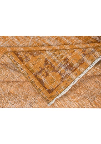 180 x 276 cm Modern El Yapımı Halı, El Dokuma Halı, Turuncu Tonlarda Yenilenmiş Halı modelleri