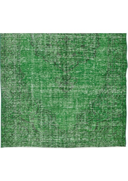 158 x 283 cm El Dokuması Yeniden Boyanmış Eski Türk Halısı, Modern Yeşil El Yapımı Yünlü Halı indirimleri