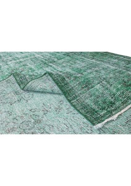 182 x 292 cm El Dokuması Yeniden Boyanmış Eski Türk Halısı, Modern Yeşil El Yapımı Yünlü Halı modelleri