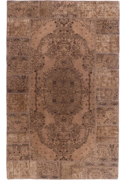 (180 x 247 cm ) Kahverengi Renkli El Dokuması Anadolu Halısı, Madalyon Desenli Isparta Halısı