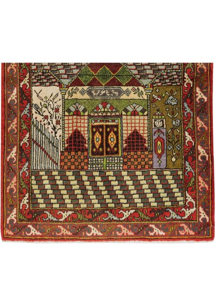 105 x 172 cm Benzersiz Eski El Yapımı Seccade, Cami Desenli Halı indirimleri