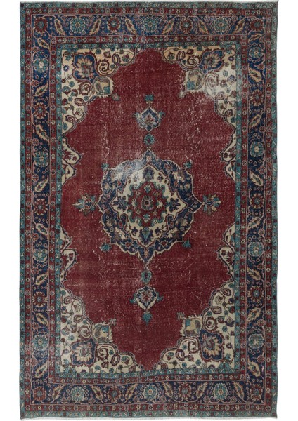 206 x 333 cm Benzersiz Eski Köy Halısı, 1960'LARDAN Halı, Madalyonlu El Yapımı Türk Kabile Halısı