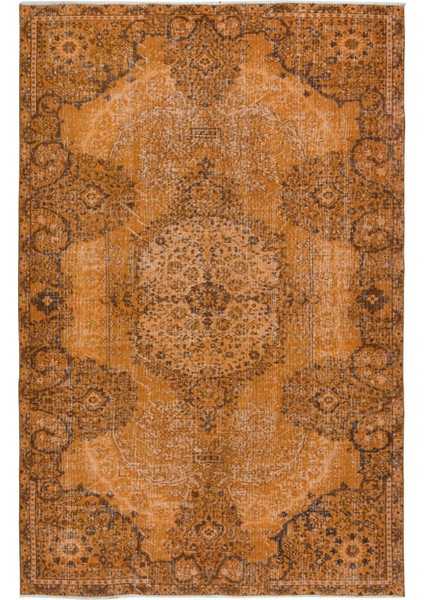 170 x 256 cm Turuncu Yemek Odası Halısı, Bohem Tarzı El Dokuma Halı, El Yapımı Türk Halıs