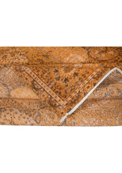 170 x 256 cm Turuncu Yemek Odası Halısı, Bohem Tarzı El Dokuma Halı, El Yapımı Türk Halıs