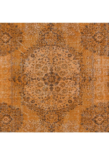 170 x 256 cm Turuncu Yemek Odası Halısı, Bohem Tarzı El Dokuma Halı, El Yapımı Türk Halıs
