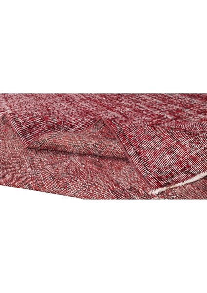 194 x 290 cm El Dokuması Yeniden Boyanmış Eski Türk Halısı, Modern Kırmızı El Yapımı Yünlü Halı modelleri