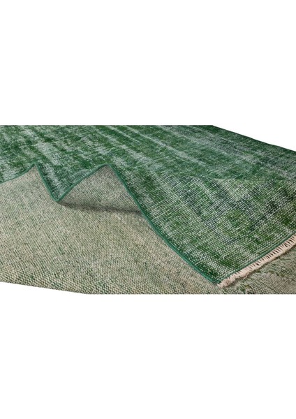 172 x 296 cm El Dokuması Yeniden Boyanmış Eski Türk Halısı, Modern Yeşil El Yapımı Yünlü Halı modelleri