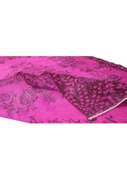 175 x 264 cm El Dokuması Yeniden Boyanmış Eski Türk Halısı, Çağdaş Pembe El Yapımı Yünlü Halı modelleri