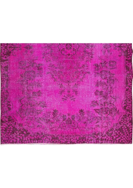 175 x 264 cm El Dokuması Yeniden Boyanmış Eski Türk Halısı, Çağdaş Pembe El Yapımı Yünlü Halı indirimleri