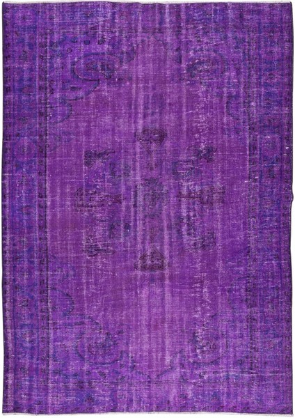 178 x 253 cm El Dokuması Yeniden Boyanmış Eski Türk Halısı, Modern Mor El Yapımı Yünlü Halı fiyatları