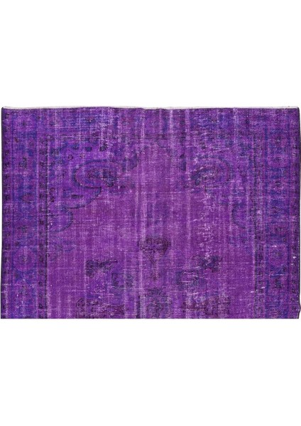 178 x 253 cm El Dokuması Yeniden Boyanmış Eski Türk Halısı, Modern Mor El Yapımı Yünlü Halı fırsatları