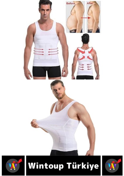 Jinekomasti Dik Duruş Düzeltici Göbek Elastik Erkek Atlet Korse Siyah-Beyaz Ikili Set fiyatları