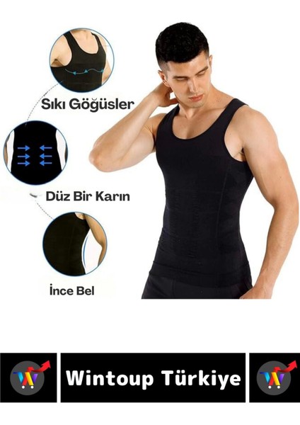 Jinekomasti Dik Duruş Düzeltici Göbek Elastik Erkek Atlet Korse Siyah-Beyaz Ikili Set modelleri