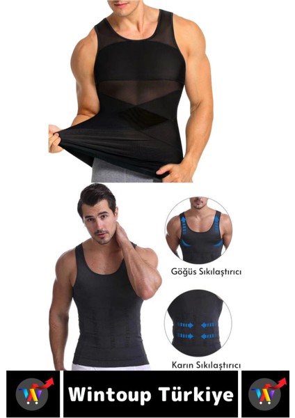 Jinekomasti Dik Duruş Düzeltici Göbek Elastik Erkek Atlet Korse Siyah-Beyaz Ikili Set fırsatları