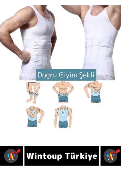 Jinekomasti Dik Duruş Düzeltici Göbek Elastik Erkek Atlet Korse Siyah-Beyaz Ikili Set indirimleri