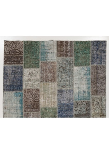 244 x 305 cm Koyu Tonlarda El Dokuması Patchwork Halı, Çok Renkli Anadolu Halısı fiyatları