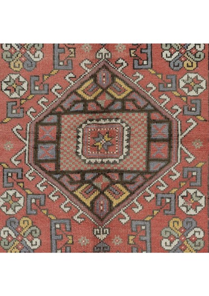 119 x 173 cm El Yapımı Geometrik Madalyon Tasarımlı Halı, 1960'LARDAN Halı, Eski Türk Kırmızı Halı indirimleri