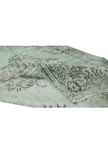 176 x 300 cm El Dokuması Yeniden Boyanmış Eski Türk Halısı, Modern Yeşil El Yapımı Yünlü Halı modelleri