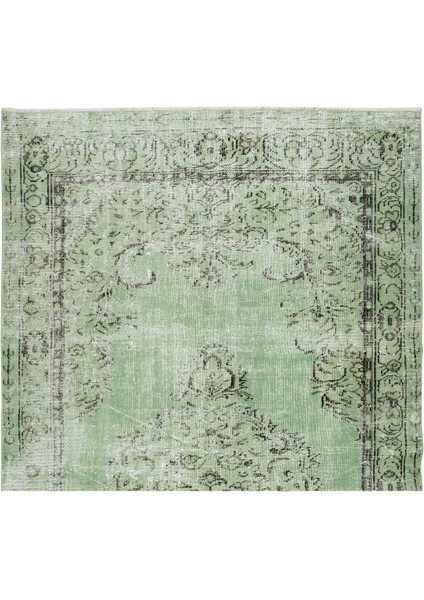 176 x 300 cm El Dokuması Yeniden Boyanmış Eski Türk Halısı, Modern Yeşil El Yapımı Yünlü Halı fırsatları