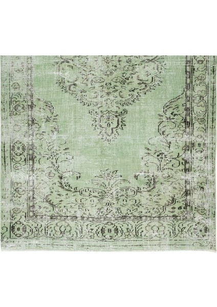 176 x 300 cm El Dokuması Yeniden Boyanmış Eski Türk Halısı, Modern Yeşil El Yapımı Yünlü Halı indirimleri
