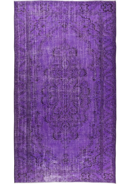 173 x 308 cm El Dokuması Yeniden Boyanmış Eski Türk Halısı, Modern Mor El Yapımı Yünlü Halı fiyatları