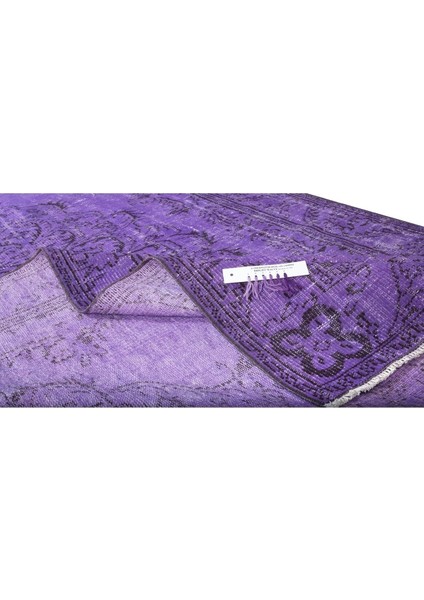 173 x 308 cm El Dokuması Yeniden Boyanmış Eski Türk Halısı, Modern Mor El Yapımı Yünlü Halı modelleri